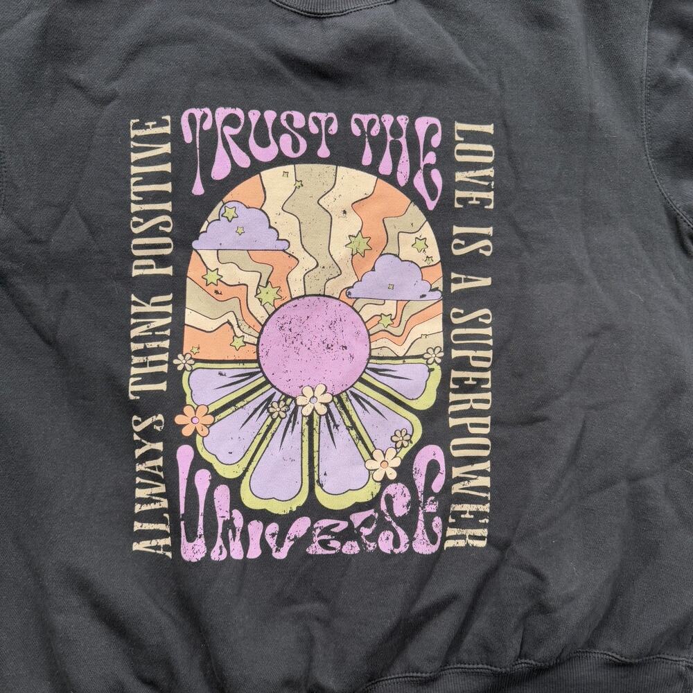 Show Me Your Mumu Sweatshirt Womens Medium Black Pullover‎ Graphic Flower Quotes - Picture 6 of 7